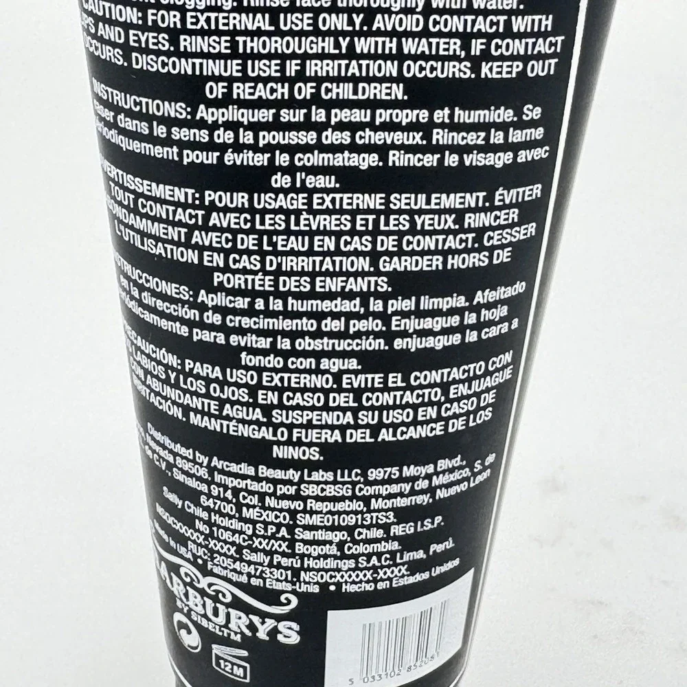 BARBURYS Transparent Shaving Gel By SIBEL 3.4 fl oz Shave Gel New